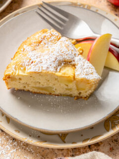 Landscape photo of apple cake.