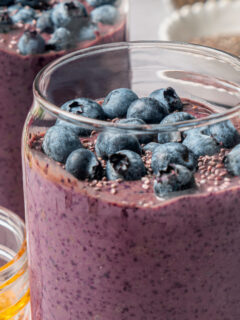Landscape photo of superfood smoothie.