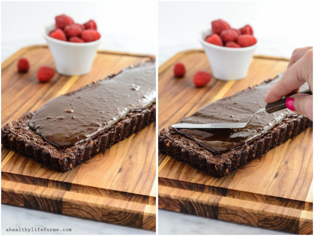 Chocolate Walnut Tart with Raspberries is a triple dose of chocolate that makes this one incredible dessert. I kept the recipe clean, so this tart is gluten free, dairy free and paleo friendly.