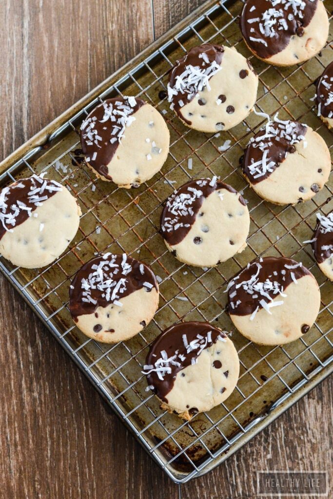 Paleo and Gluten Free Double Chocolate Coconut Shortbread Cookie Recipe | ahealthylifeforme.com