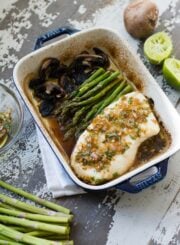 Baked sea bass and veggies