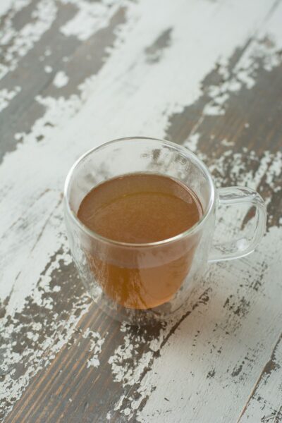 Chicken Bone Broth in a glass mug