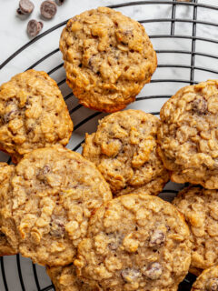 Landscape photo of banana oatmeal chocolate chip cookies.