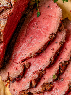 Landscape photo of grilled tri tip.