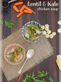 Lentil Kale chicken soup recipe | ahealthylifeforme.com