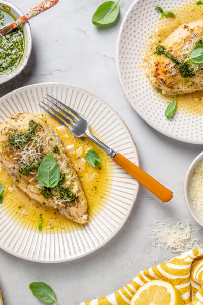 Skillet chicken recipe made with white wine sauce and chicken breast.