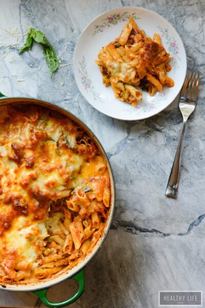 One Pot Broccoli Cauliflower Pasta Bake Recipe Gluten Free Vegetarian | ahealthylifeforme.com