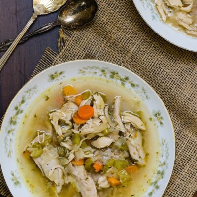 Paleo chicken soup in a bowl.