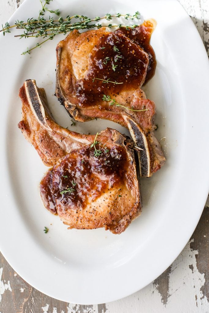 Perfect Valentine's Dinner for Two Pork Chops with Fig Sauce