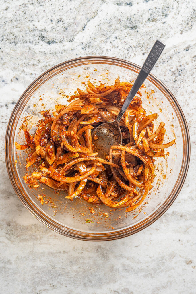 This easy cucumber kimchi recipe with gochugaru pepper and tangy fish sauce is the fastest way to put Korean kimchi on the table for dinner. Letting the mixture sit on the counter to ferment.
