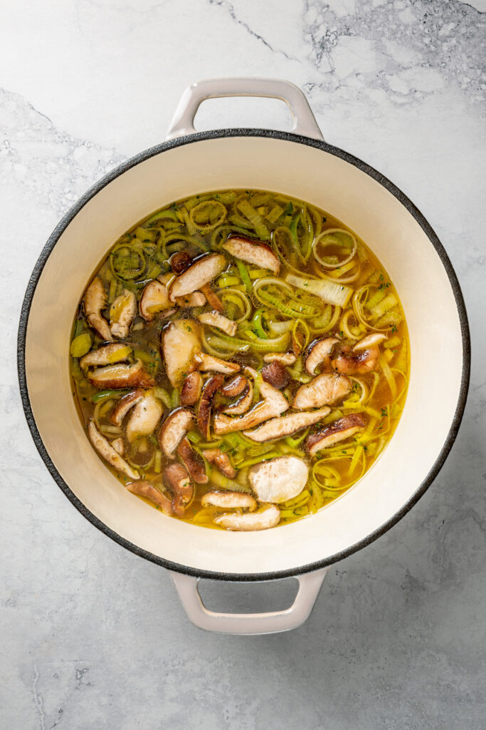 This Easy Salmon Soup is made with fresh salmon, fennel, leeks, and shitake mushrooms. It's unbelievably good, and good for your your body! Shiitake mushrooms added to soup.
