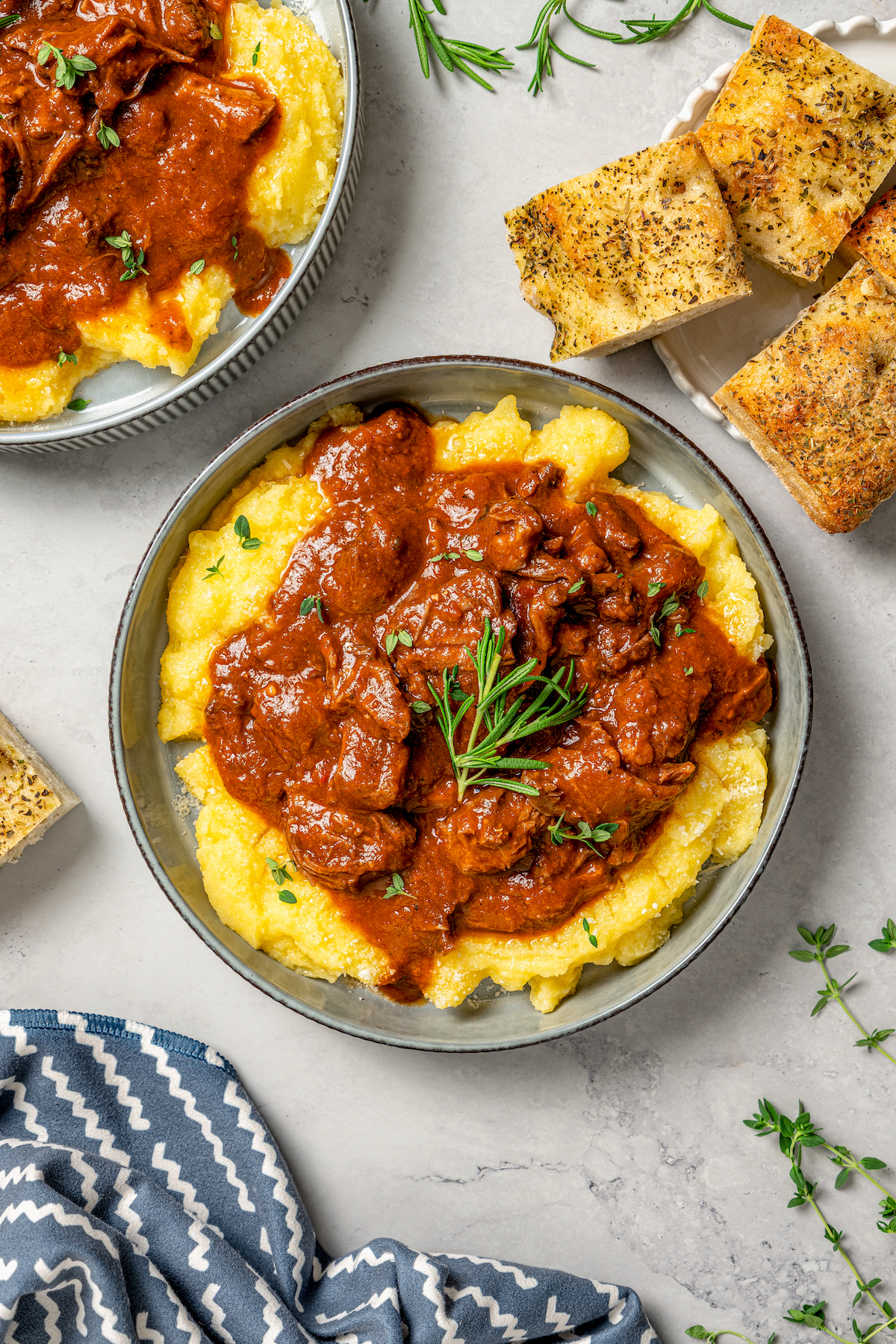 Tomatoey short ribs with creamy polenta.