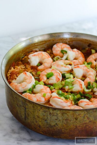 Shrimp Jambalaya is a fancy slightly spicy one pot dish that is simple to prepare and loaded with fresh flavors straight from New Orleans | ahealthylifeforme.com