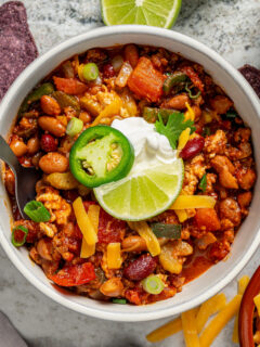 Landscape photo of turkey chili.
